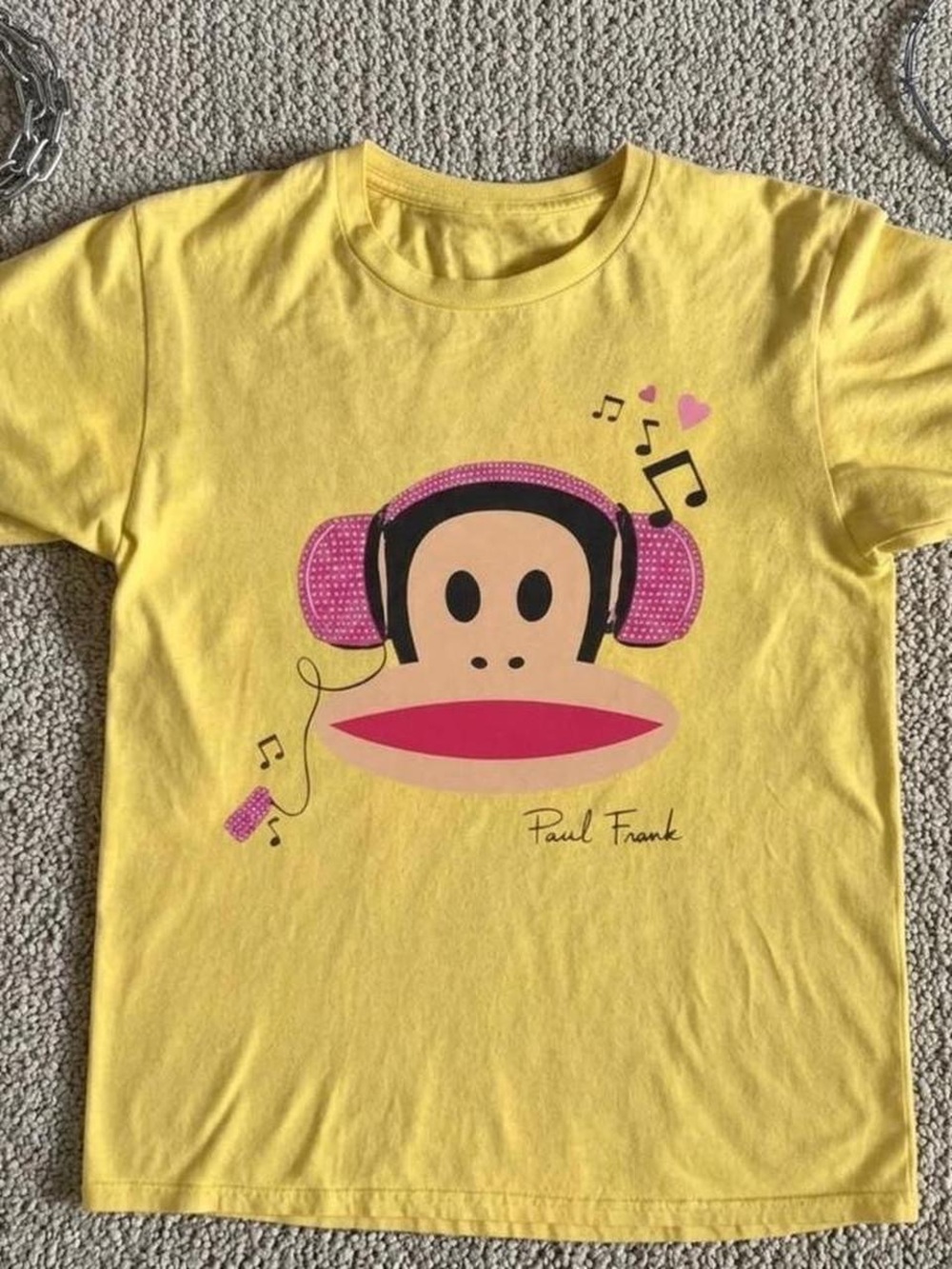 Gildan Yellow Tee with Pink and Black Monkey Graphic